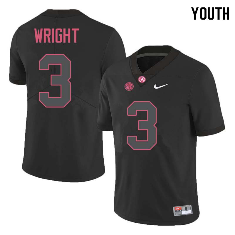 Alabama Crimson Tide Youth Daniel Wright #3 Black NCAA Nike Authentic Stitched College Football Jersey EA16V23IO